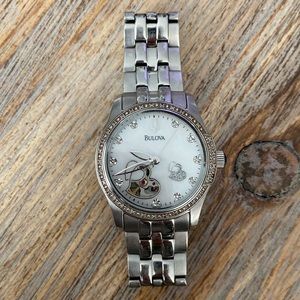 BULOVA WATCH MOTHER OF PEARL HEART WATCH